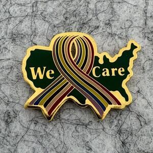 Wal-Mart We Care Rainbow Ribbon USA Gold Tone Lapel Enamel Employee Pride Pin